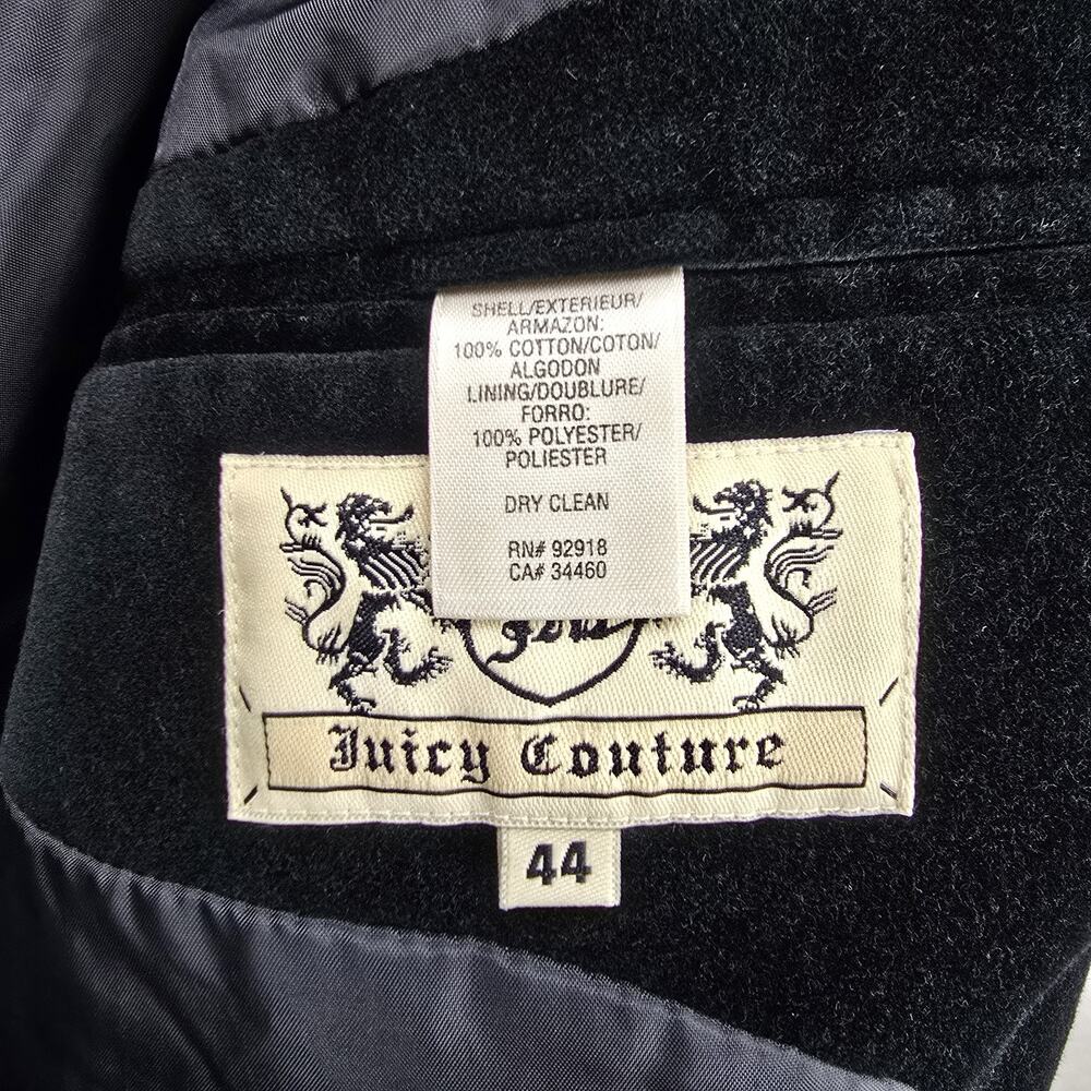 Vintage Juicy Couture Black Velvet Jacket Sz 44 Inside Print Magnificent Skull - Picture 7 of 12